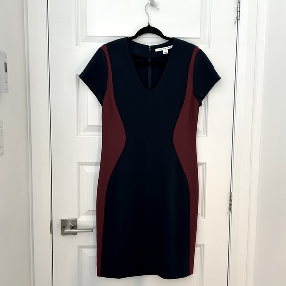DVF - DIANE VON FURSTENBERG - Sheath dress blue and red soft size 12 - Picture 2 of 11